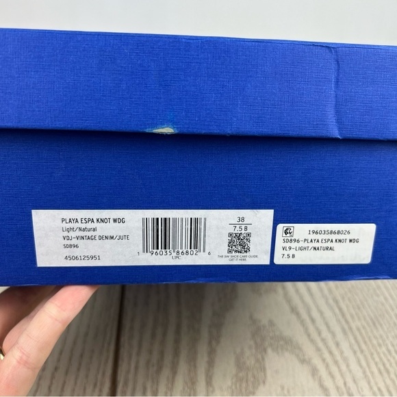 Stuart Weitzman Playa Espadrille Knot Wedge Sandals 38/7.5B Vintage Denim $395 - Picture 9 of 10
